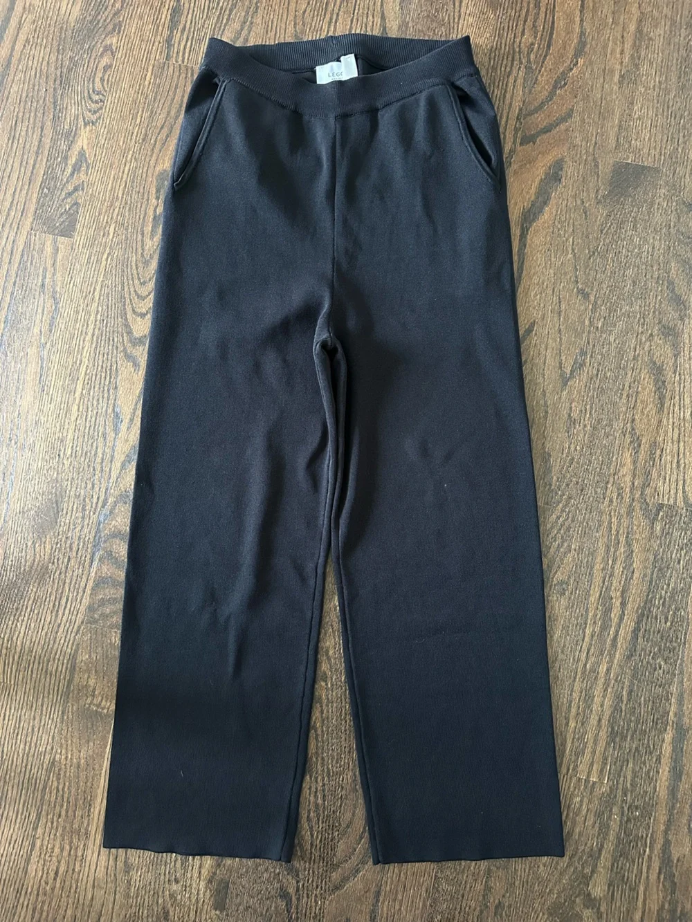 LÉGOE Heritage Black Rib Knit Wide Leg Pants XS